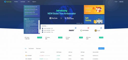 Первая страница криптовалютной биржи Kukoin